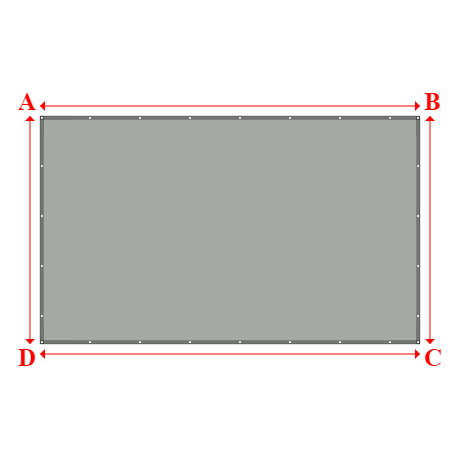 Bâche plate rectangle sur mesure en Membrane PVC 670gr/m² Gris clair RAL 7038 - 5.00x3.00m