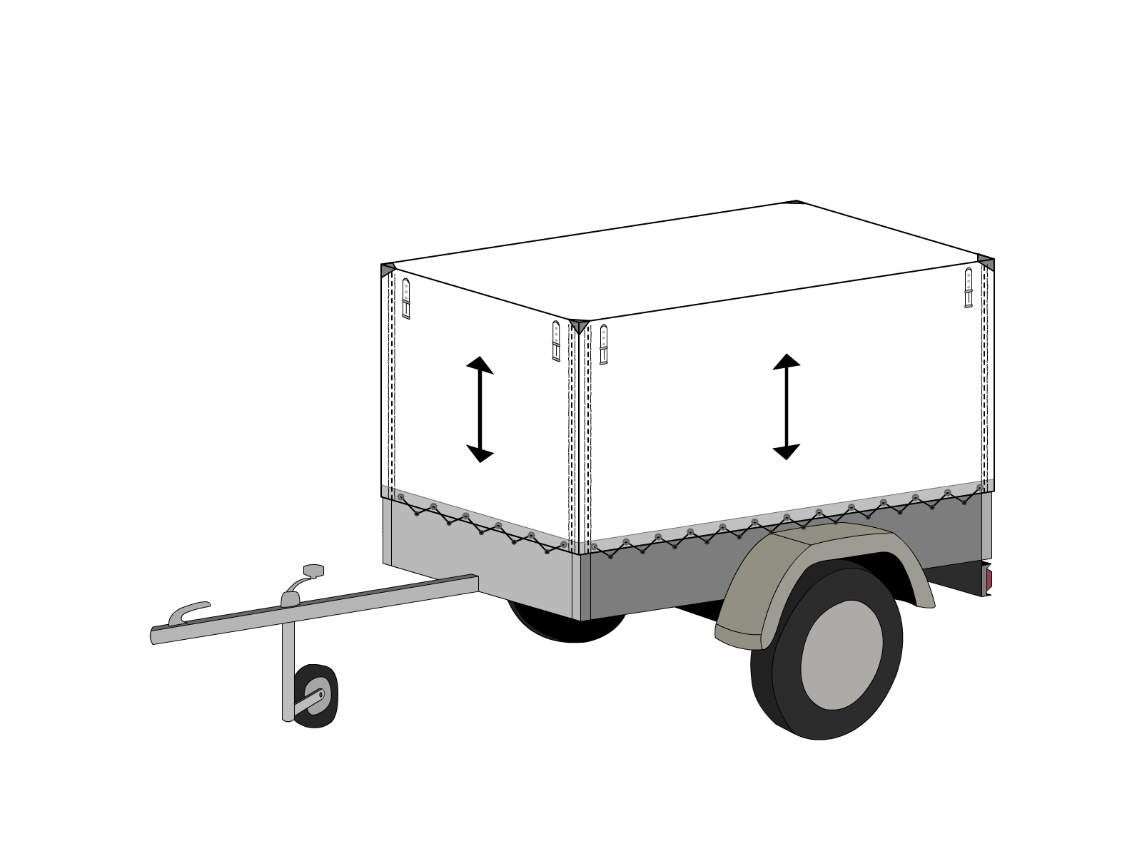 Bâche pour remorque bagagère Haute droite en Protect covert 905F3 900gr/m², toile PVC Etanche Blanc