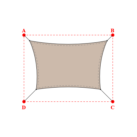 Voile d'ombrage rectangle en Soltis Lounge 96 Sandy beige 96-2135 - 3,49x2,19x2,89x2,19m
