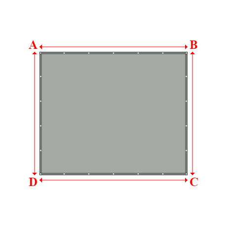 Bâche plate rectangle sur mesure en Membrane PVC 670gr/m² Gris clair RAL 7038 - 3.00x2.50m