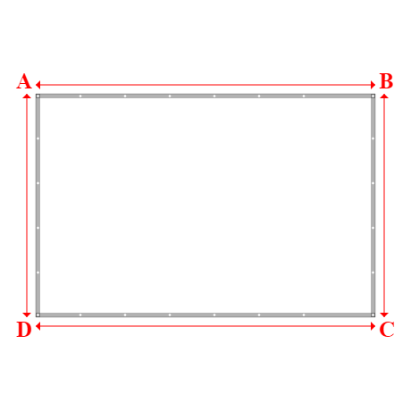 Bâche plate rectangle sur mesure en Membrane PVC 670gr/m² Blanc RAL 9016 - 3.80x2.50m