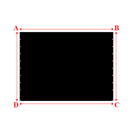 Bâche plate rectangle sur mesure en Membrane PVC 670gr/m² Noir RAL 9005 - 3.23x2.38m