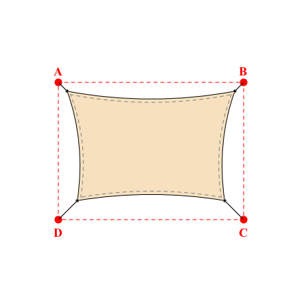 Voile d'ombrage rectangle en Soltis Lounge 96 Vanille 96-8861 - 4,89x3,19x4,29x3,19m