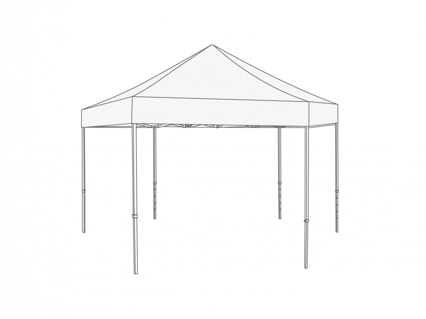 TONNELLE PLIANTE ALUMINIUM AVEC BÂCHE DE TOIT - HEX 6M - POLYESTER