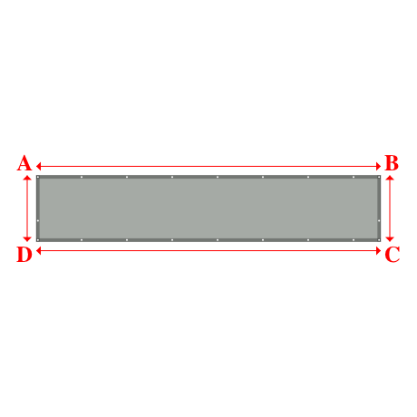 Bâche plate rectangle sur mesure en Membrane PVC 670gr/m² Gris clair RAL 7038 - 5.20x1.00m