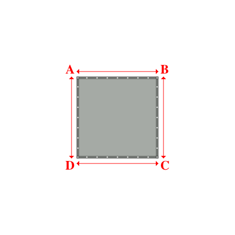 Bâche plate rectangle sur mesure en Membrane PVC 670gr/m² Gris clair RAL 7038 - 1.60x1.60m
