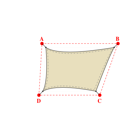 Voile d'ombrage trapèze en Soltis Perform 92 Quartz 92-50303 - 4,49x3,09x3,49x2,89m