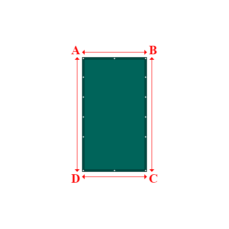 Bâche plate rectangle sur mesure en Membrane PVC 670gr/m² Vert industrie RAL 6026 - 1.30x2.30m