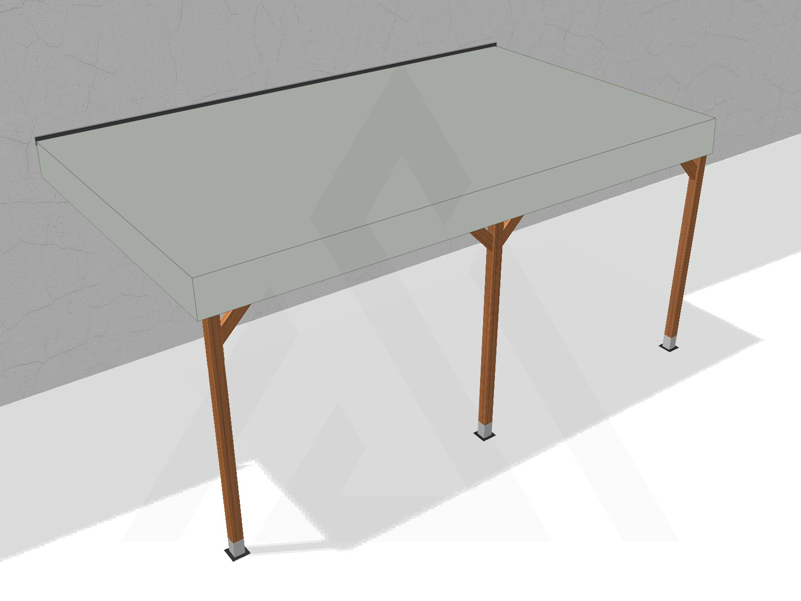 Bâche pour pergola bois murale sans débord en Membrane PVC 670gr/m² Gris clair RAL 7038