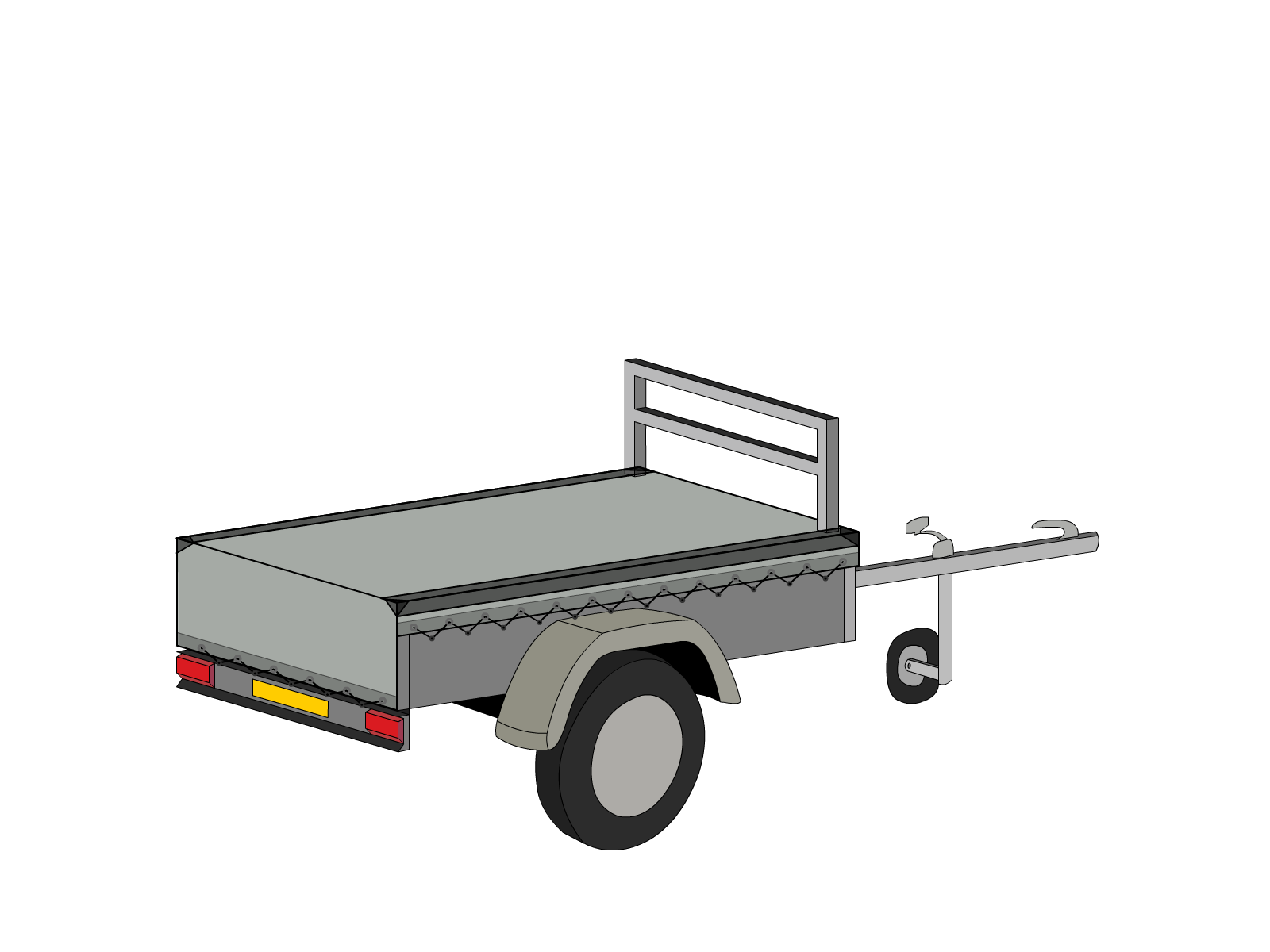 Bâche pour remorque bagagère Basse droite en Membrane PVC 670gr/m² Gris clair RAL 7038