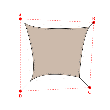 Voile d'ombrage trapèze en Soltis Lounge 96 Sandy beige 96-2135 - 3,46x2,76x2,64x3,10m