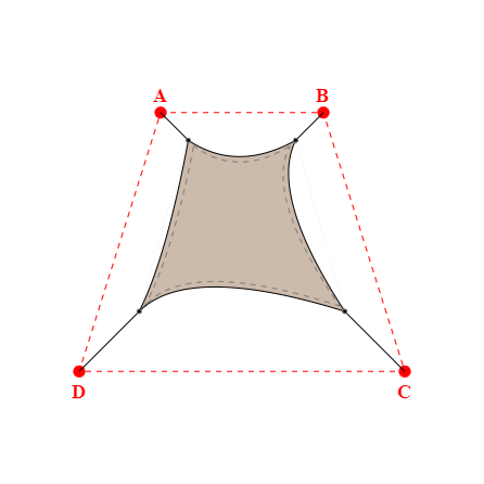 Voile d'ombrage trapèze en Soltis Lounge 96 Sandy beige 96-2135 - 0,99x1,69x1,89x1,69m