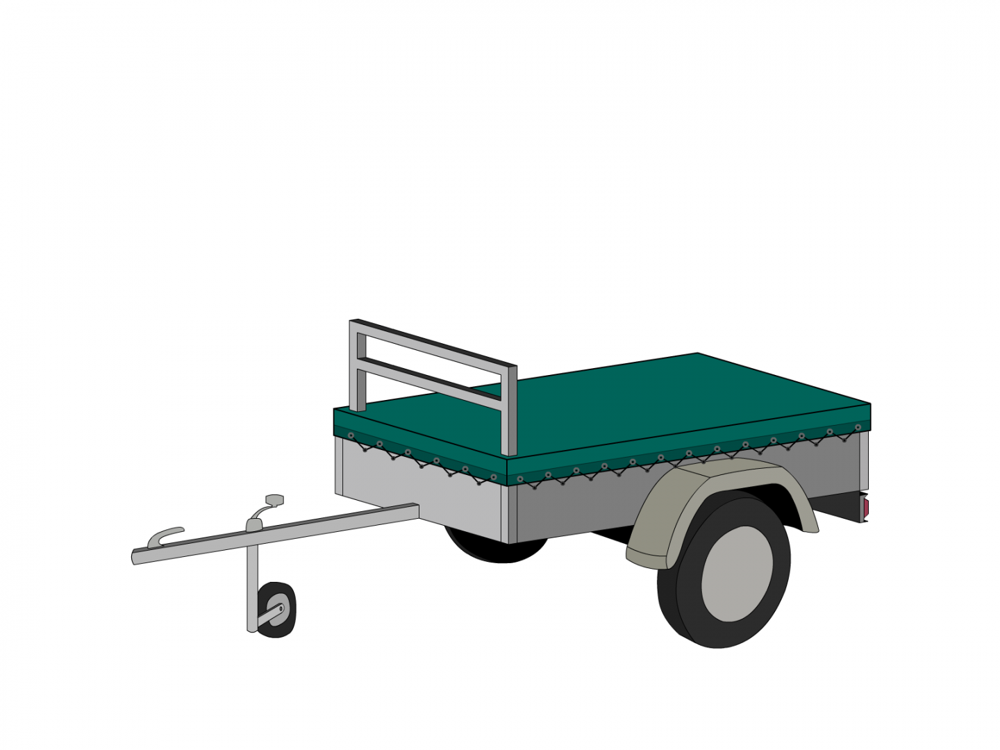 Bâche pour remorque bagagère Basse droite en Membrane PVC 670gr/m² Vert industrie RAL 6026