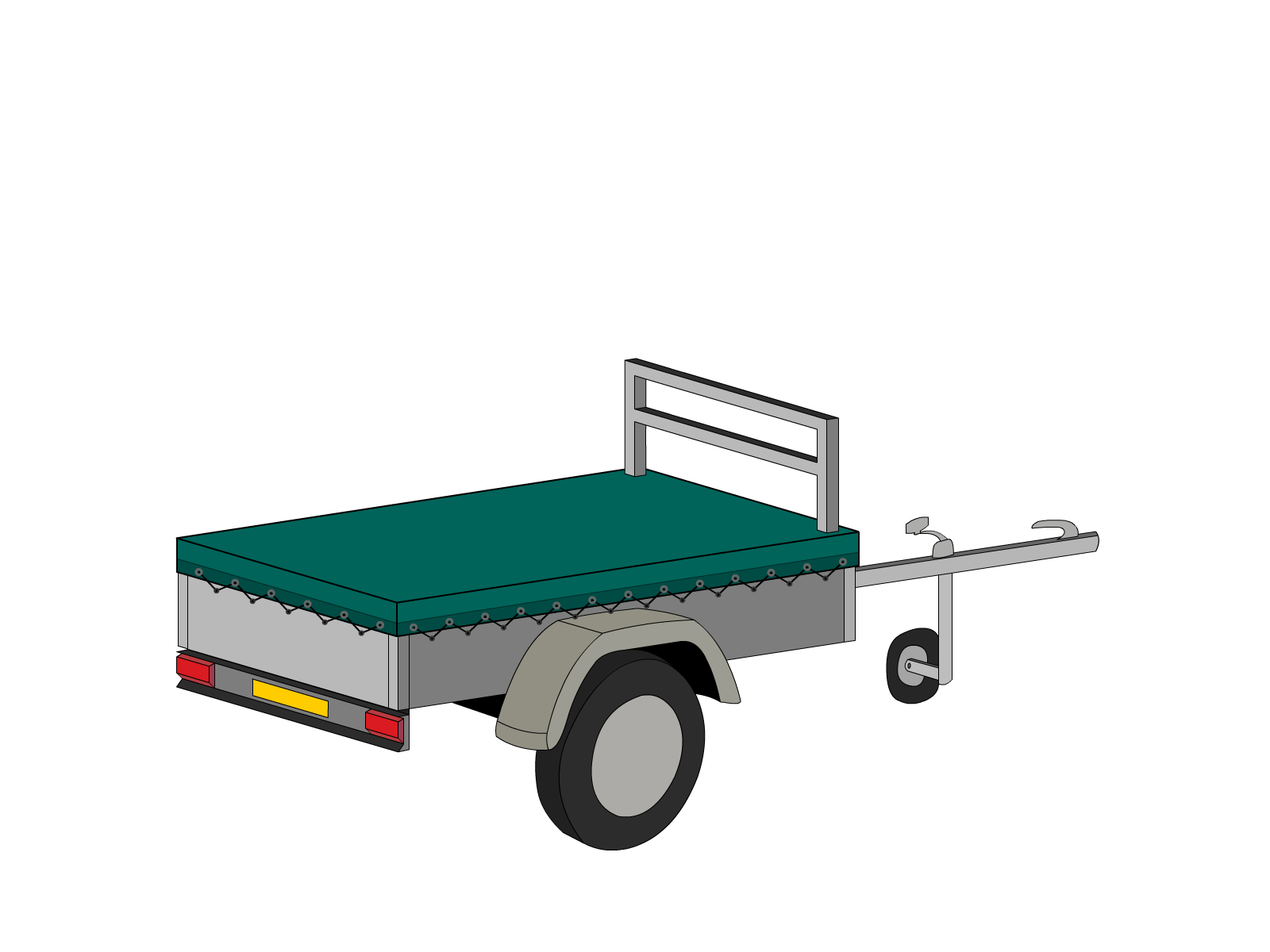 Bâche pour remorque bagagère Basse droite en Membrane PVC 670gr/m² Vert industrie RAL 6026