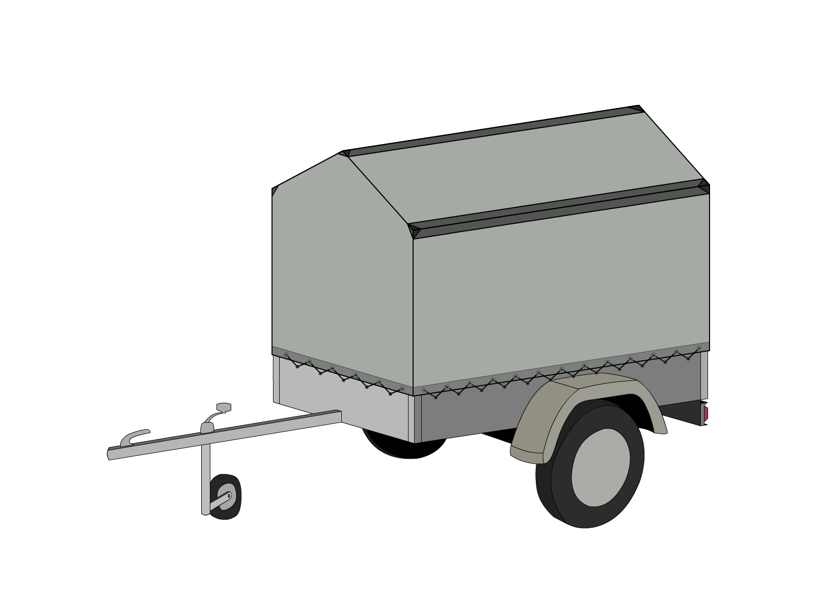 Bâche pour remorque bagagère Haute flèche en Membrane PVC 670gr/m² Gris clair RAL 7038