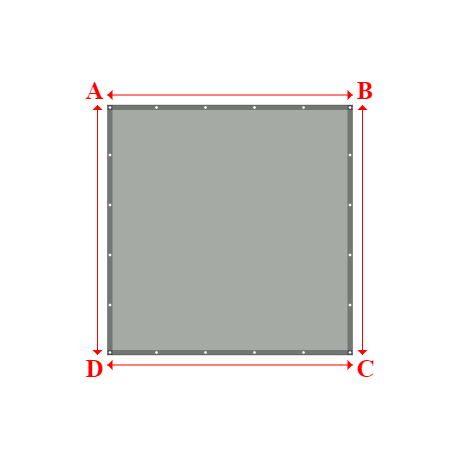 Bâche plate rectangle sur mesure en Membrane PVC 670gr/m² Gris clair RAL 7038 - 2.45x2.50m
