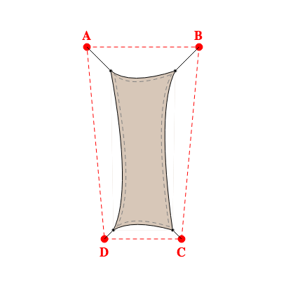 Voile d'ombrage trapèze en Soltis Horizon 86 Beige sablé 86-2135 - 1,84x4,56x1,69x4,56m