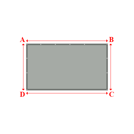 Bâche plate rectangle sur mesure en Membrane PVC 670gr/m² Gris clair RAL 7038 - 2.80x1.60m