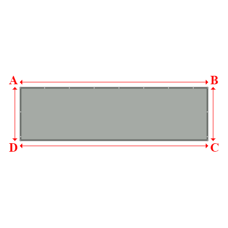 Bâche plate rectangle sur mesure en Membrane PVC 670gr/m² Gris clair RAL 7038 - 5.60x1.60m