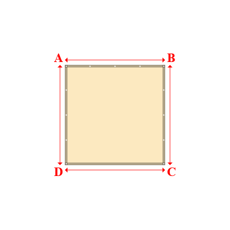 Bâche plate rectangle sur mesure en Membrane PVC 670gr/m² Beige ral 1015 - 2.00x2.00m