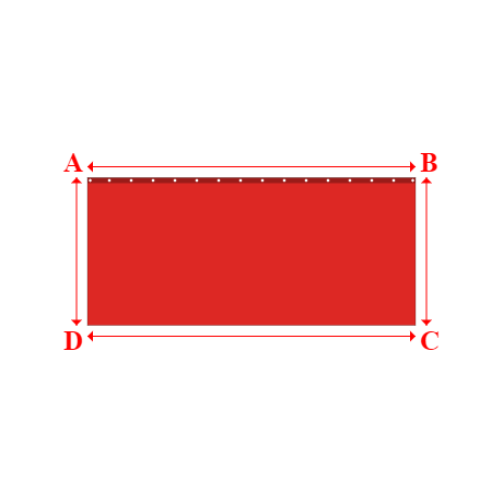 Bâche plate rectangle sur mesure en Membrane PVC 670gr/m² Rouge RAL 3002 - 3.00x1.35m