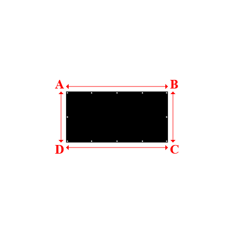 Bâche plate rectangle sur mesure en Membrane PVC 670gr/m² Noir RAL 9005 - 2.00x1.00m