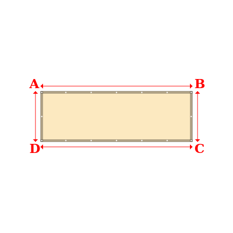 Bâche plate rectangle sur mesure en Membrane PVC 670gr/m² Beige ral 1015 - 3.00x1.00m