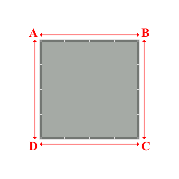 Bâche plate rectangle sur mesure en Membrane PVC 670gr/m² Gris clair RAL 7038 - 2.00x2.00m