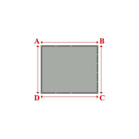 Bâche plate rectangle sur mesure en Membrane PVC 670gr/m² Gris clair RAL 7038 - 1.90x1.60m
