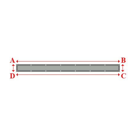 Bâche plate rectangle sur mesure en Membrane PVC 670gr/m² Gris clair RAL 7038 - 3.50x0.25m