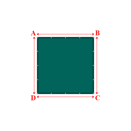 Bâche plate rectangle sur mesure en Membrane PVC 670gr/m² Vert industrie RAL 6026 - 2.00x2.00m