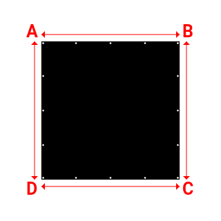 Bâche plate rectangle sur mesure en Membrane PVC 670gr/m² Noir RAL 9005 - 2.00x2.00m