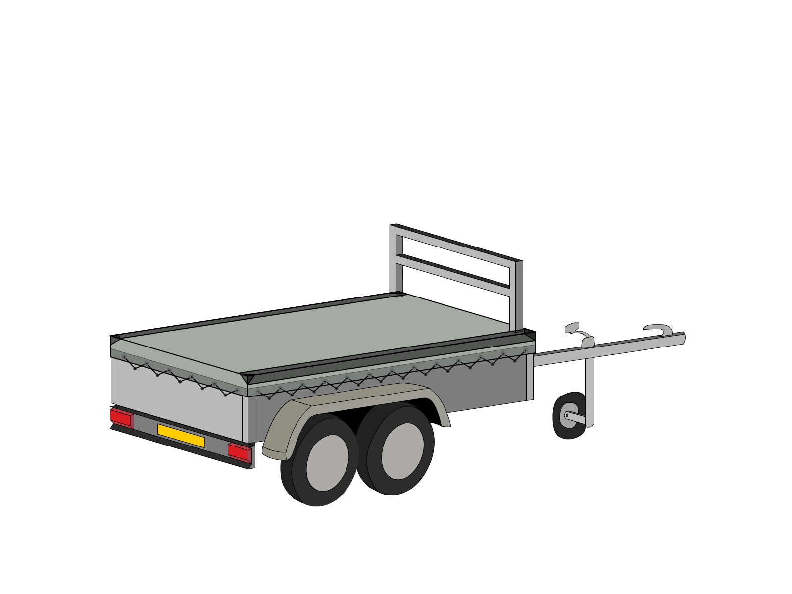 Bâche pour remorque bagagère Basse droite en Membrane PVC 670gr/m² Gris clair RAL 7038