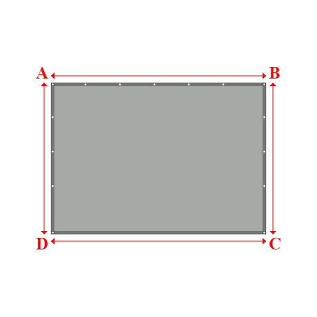 Bâche plate rectangle sur mesure en Membrane PVC 670gr/m² Gris clair RAL 7038 - 3.12x2.20m