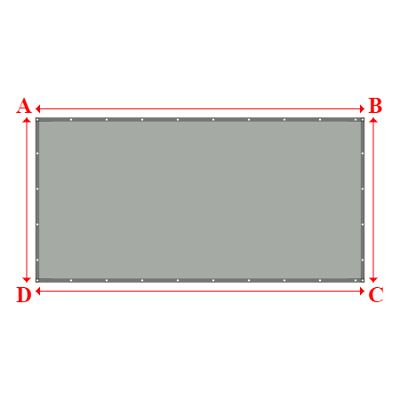 Bâche plate rectangle sur mesure en Membrane PVC 670gr/m² Gris clair RAL 7038 - 4.40x2.20m