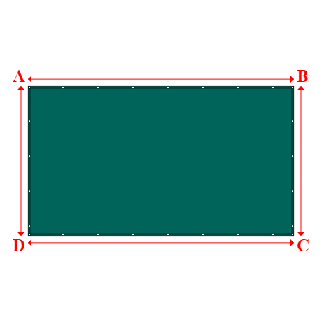 Bâche plate rectangle sur mesure en Membrane PVC 670gr/m² Vert industrie RAL 6026 - 4.80x2.70m
