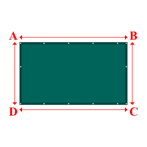 Bâche plate rectangle sur mesure en Membrane PVC 670gr/m² Vert industrie RAL 6026 - 2.50x1.45m