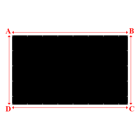Bâche plate rectangle sur mesure en Membrane PVC 670gr/m² Noir RAL 9005 - 4.77x2.85m
