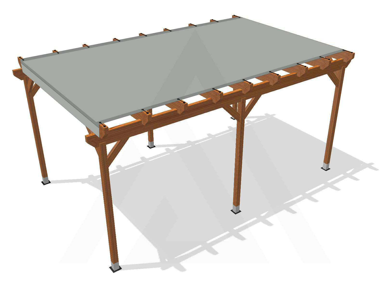 Bâche pour pergola bois sur pieds sans débord en Membrane PVC 670gr/m² Gris clair RAL 7038