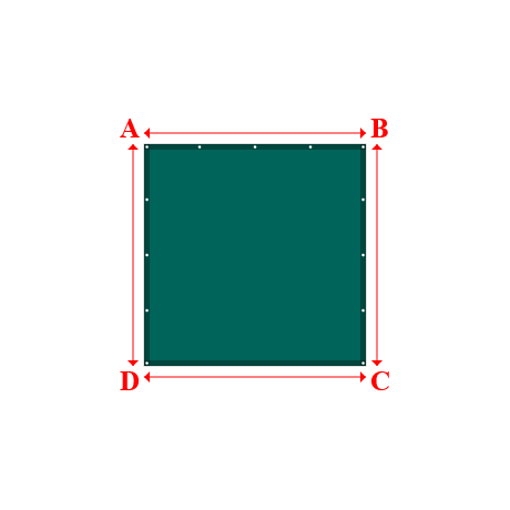 Bâche plate rectangle sur mesure en Membrane PVC 670gr/m² Vert industrie RAL 6026 - 2.00x2.00m