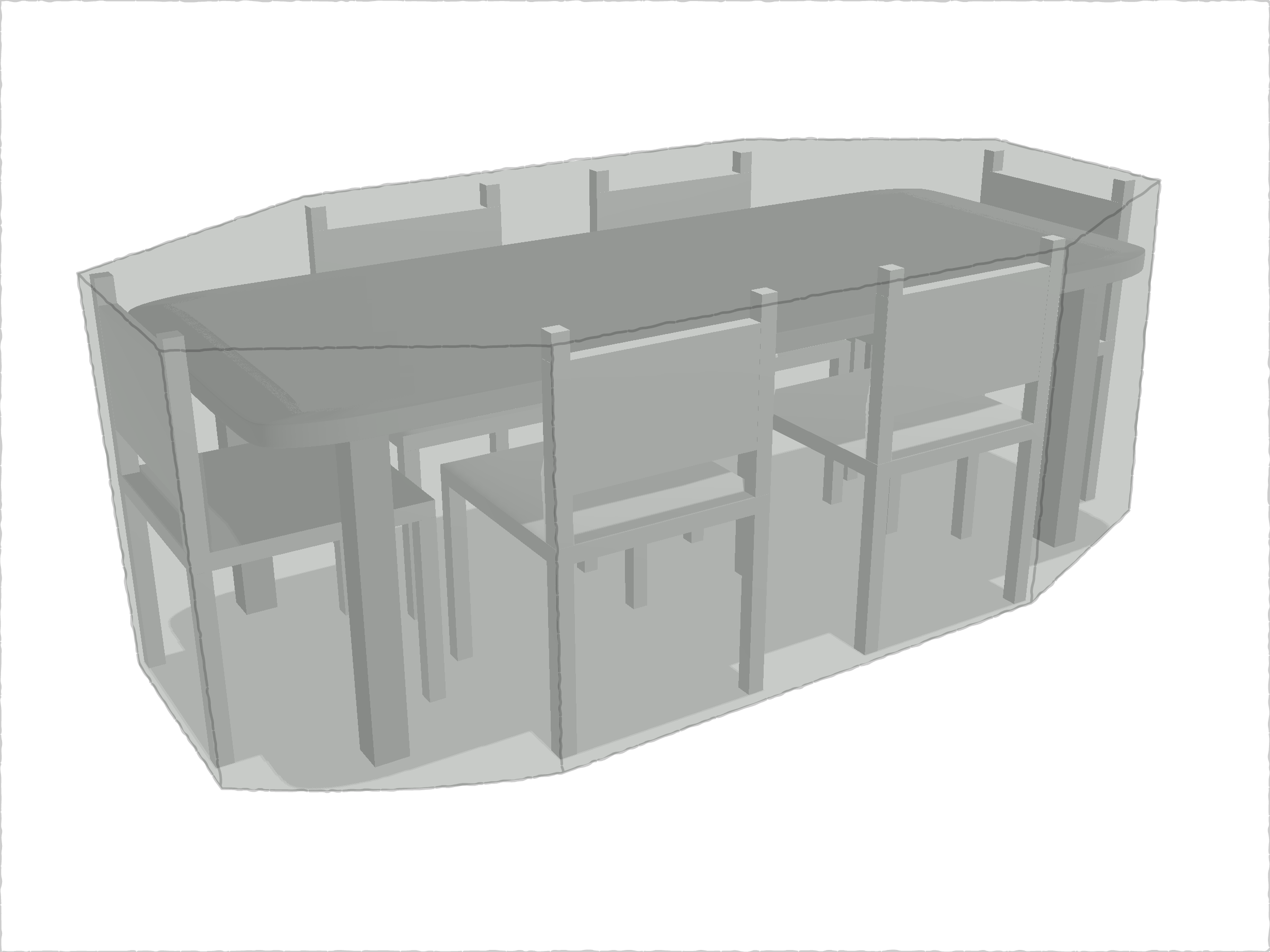 Table de jardin rectangle avec chaises en Membrane PVC 670gr/m² Gris clair RAL 7038