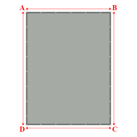 Bâche plate rectangle sur mesure en Membrane PVC 670gr/m² Gris clair RAL 7038 - 3.00x4.00m