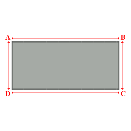 Bâche plate rectangle sur mesure en Membrane PVC 670gr/m² Gris clair RAL 7038 - 4.00x1.80m