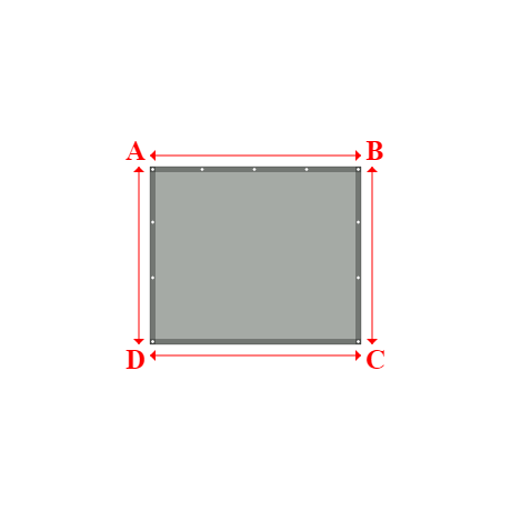 Bâche plate rectangle sur mesure en Membrane PVC 670gr/m² Gris clair RAL 7038 - 1.90x1.60m