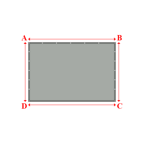 Bâche plate rectangle sur mesure en Membrane PVC 670gr/m² Gris clair RAL 7038 - 2.79x1.90m