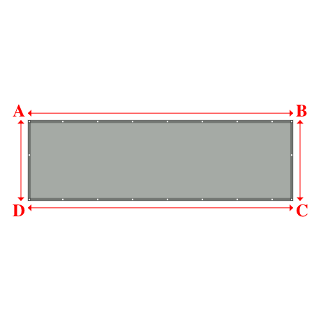 Bâche plate rectangle sur mesure en Membrane PVC 670gr/m² Gris clair RAL 7038 - 4.60x1.40m