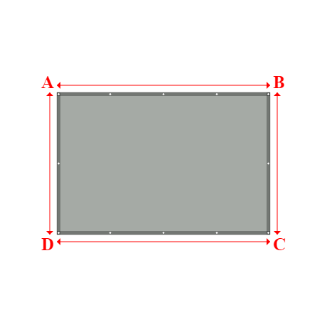 Bâche plate rectangle sur mesure en Membrane PVC 670gr/m² Gris clair RAL 7038 - 3.00x2.00m