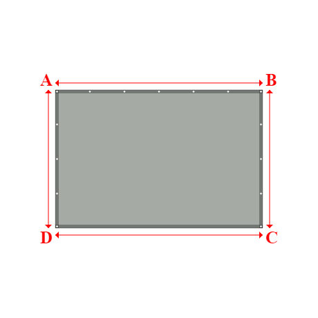 Bâche plate rectangle sur mesure en Membrane PVC 670gr/m² Gris clair RAL 7038 - 3.00x2.00m