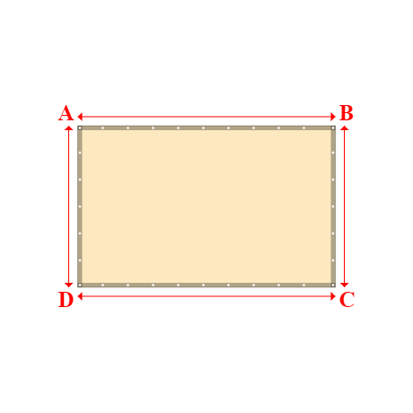 Bâche plate rectangle sur mesure en Membrane PVC 670gr/m² Beige ral 1015 - 2.87x1.80m