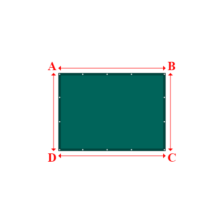 Bâche plate rectangle sur mesure en Membrane PVC 670gr/m² Vert industrie RAL 6026 - 2.20x1.60m